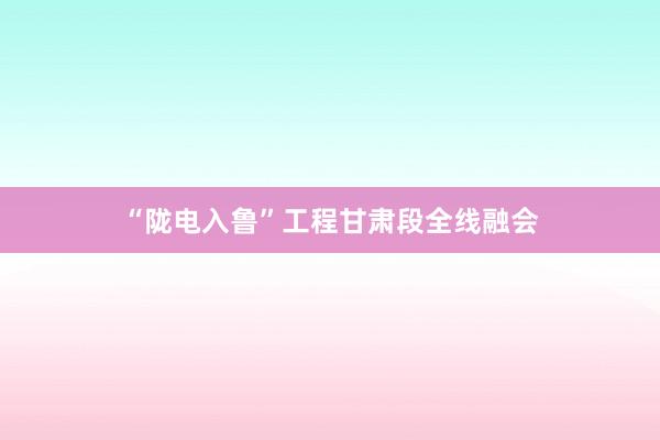 “陇电入鲁”工程甘肃段全线融会
