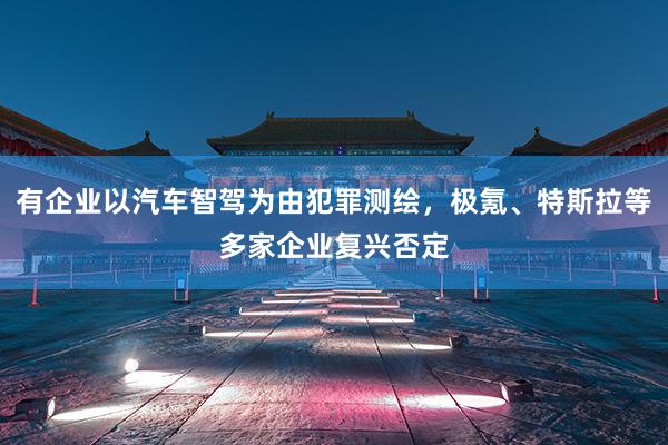 有企业以汽车智驾为由犯罪测绘，极氪、特斯拉等多家企业复兴否定