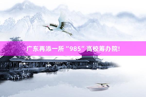 广东再添一所“985”高校筹办院!