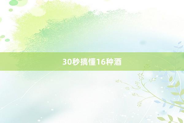 30秒搞懂16种酒