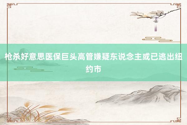 枪杀好意思医保巨头高管嫌疑东说念主或已逃出纽约市